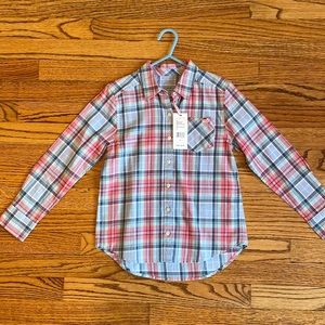 Vineyard vines girls size 7 pink and blue paid button down shirt
